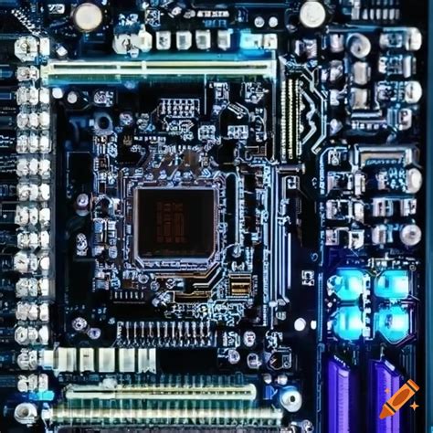 An Intricate Futuristic Motherboard With Illuminated Circuitry