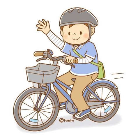 自転車に乗って手を振る男の子のイラスト（ソフト） イラスト ソフト イラスト 男の子 かわいいスケッチ