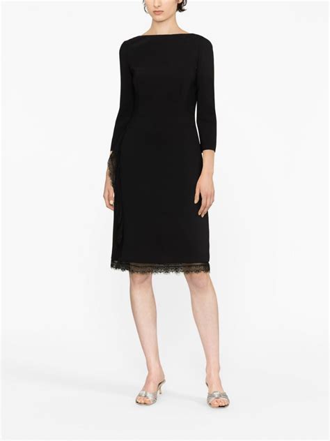 Alberta Ferretti Lace Trim Silk Dress Black FARFETCH