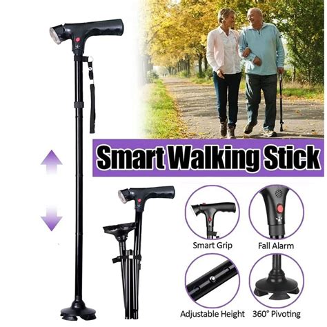 Sturdy Adjustable Walking Canes For Men And Women With Led Flashlight