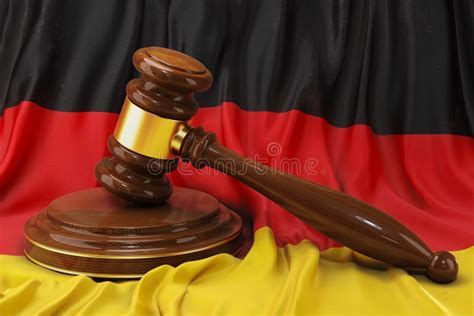 german law  justice concept wooden gavel  flag  germany