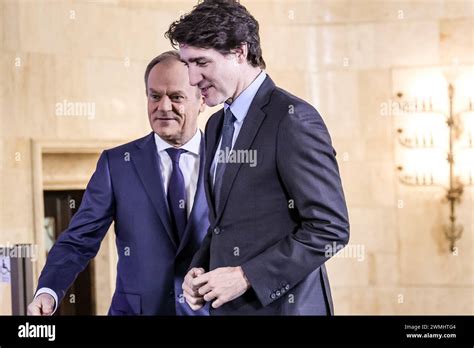 Polish Prime Minister Donald Tusk Greets The Prime Minister Of Canada