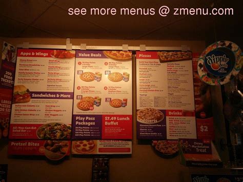 Online Menu of Chuck E. Cheese Restaurant, Ventura, California, 93003 - Zmenu