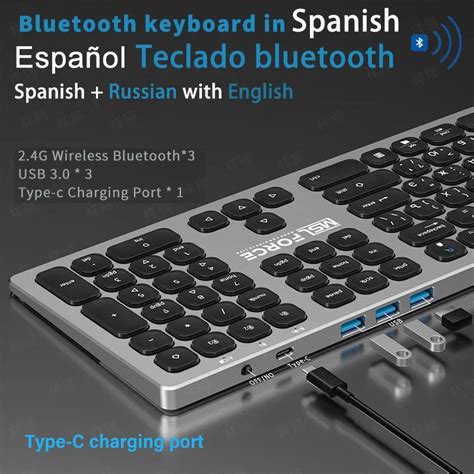 Teclado Inal Mbrico Espa Ol Con Bluetooth Para Tableta Teclados De Bajo