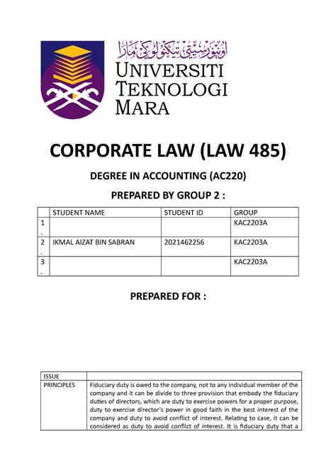 Assignment Law Compile Corporate Law Law 485 Degree In Accounting