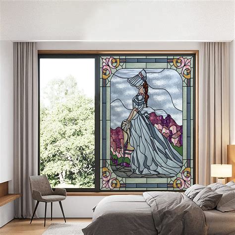 Custom Size Glass Window Film Static Cling Stained Glass Films Retro