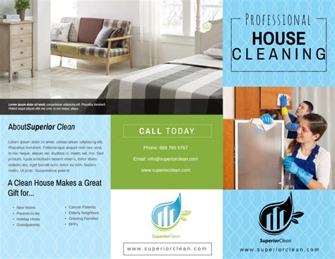 Pro House Cleaning Tri Fold Brochure Template