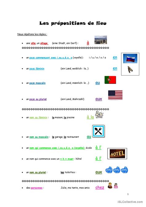 prépositions de lieux pratique de la English ESL worksheets pdf doc