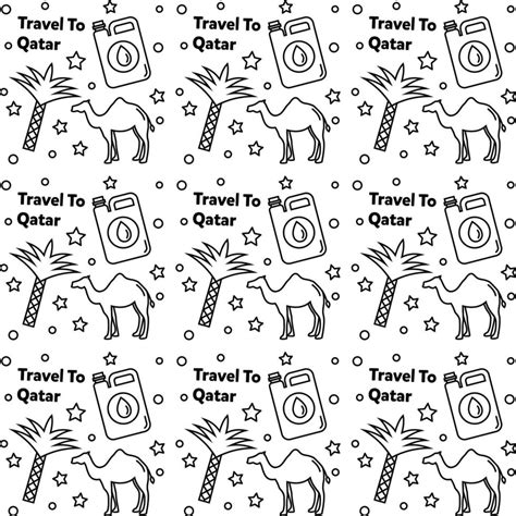 Travel To Qatar Doodle Seamless Pattern Vector Design Vector