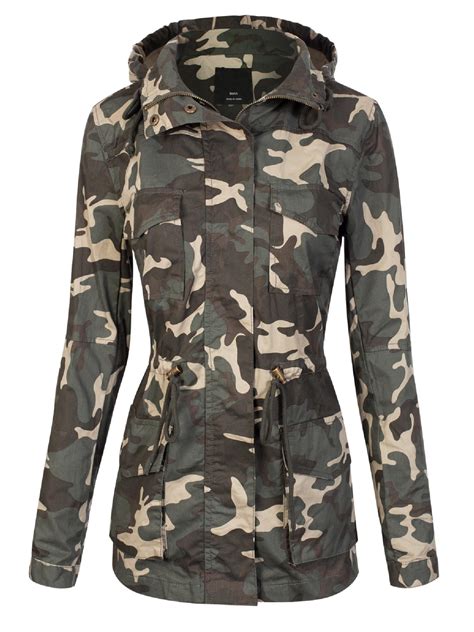 Mixmatchy Mixmatchy Womens Camouflage Hooded Military Safari Utility