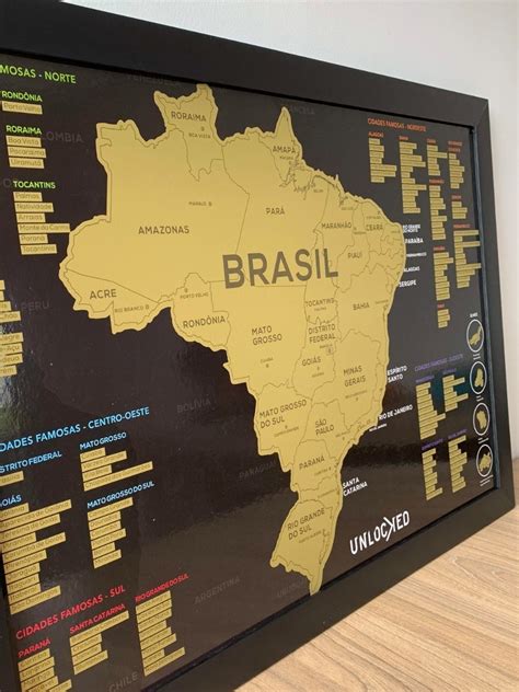 Mapa Do Brasil De Raspar Unlocked Moldura X Cm