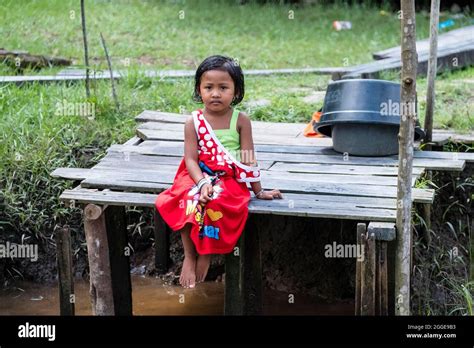 Girls In The Jungle Village Tanjung Puting National Park Central