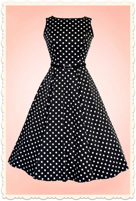 Robe Vintage Pin Up Années 50 Audrey Hepburn Pois Noire Retro Chic