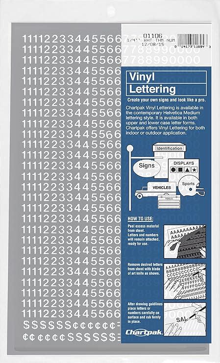 Amazon CHARTPAK Self Adhesive Vinyl Numbers 1 4 Inch High White