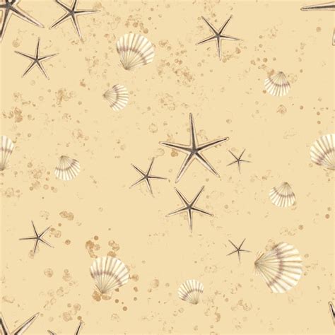 Padrão de concha sem costura estrela do mar e vieiras Ilustração em