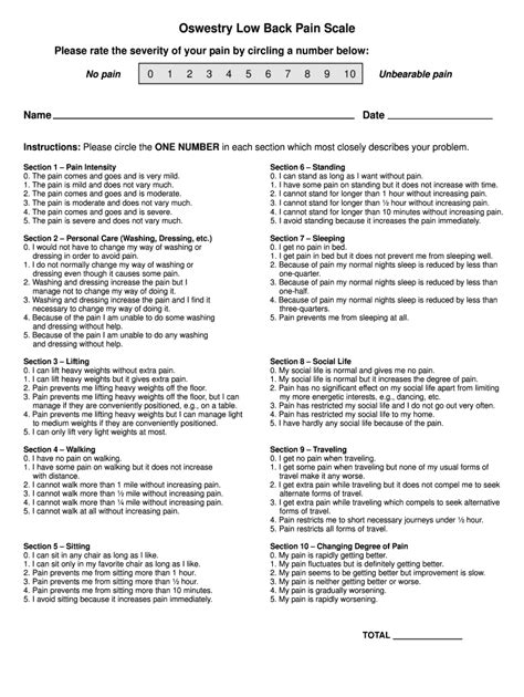 Fillable Online Oswestry Low Back Pain Scale Fax Email Print PdfFiller