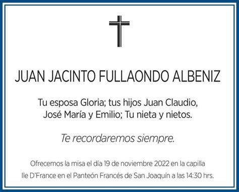 Se Or Juan Jacinto Fullaondo Albeniz Obituario Esquela