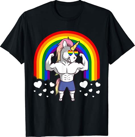 Lgbt Unicorn Gay Pride Rainbow Cute Gift Lgbtq Einhorn T Shirt Amazon De Fashion