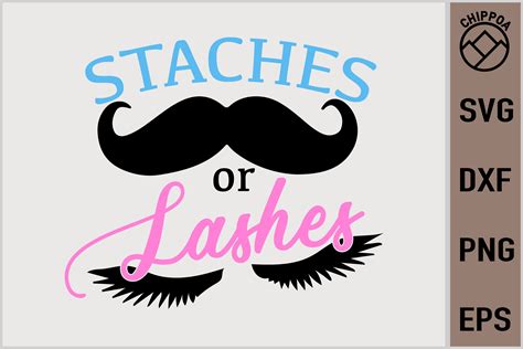 Staches Or Lashes Gender Reveal Graphic By Chippoa Creative Fabrica