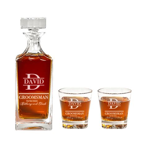 Premium Quality Engraved Personalized Groomsman Decanter Set