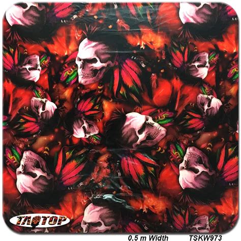 Tskw W M M New Pattern Red Skull Hydro Dip Film Water Transfer