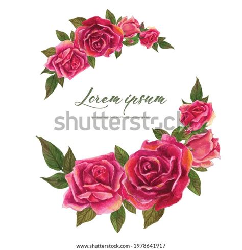 Rose Watercolor Frame Floral Wreath Vector Stock Vector Royalty Free