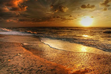 Afterglow Beach Clouds Coast Dawn Evening Sky Landscape Ocean