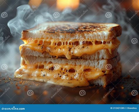 Hot Sandwich With Melted Cheese Stock Illustration Illustration Of