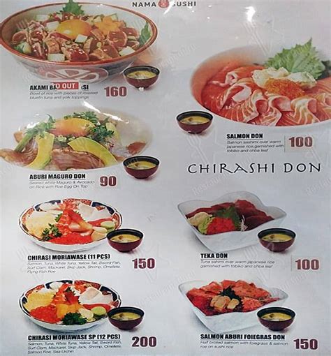 Menu At Nama Sushi By Sushi Masa Restaurant North Jakarta Baywalk Mall