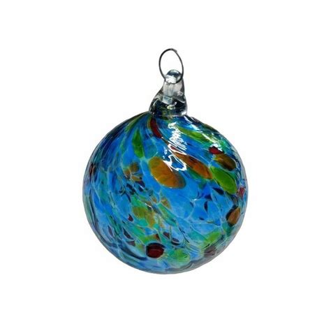 3 Hand Blown Glass Multi Colored Ornaments Ball 3 Inch Etsy