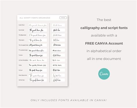 Canva Font Template, Canva Template, Calligraphy Font Collection, Canva ...