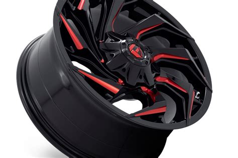 Alloy Wheel D755 Reaction Gloss Black Milled W RED Tint Fuel