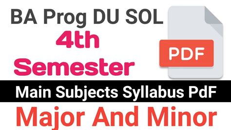 Sol Ba Prog Th Semester Syllabus Pdf Major And Minor Subjects Sol Ba