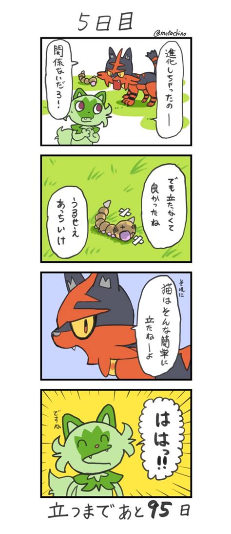 ニャオハ「「100日後に立つネコ」 5日目 ニャオハ立つな 」もたちのの漫画