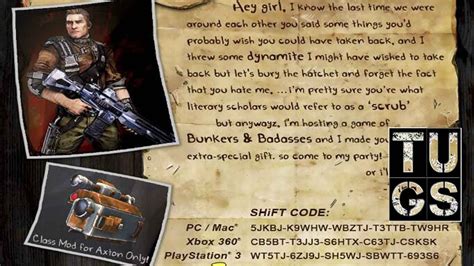 Special Axton Shift Code For Class Mod Free July 9th Borderlands 2