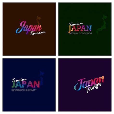 Premium Vector | Tourism japan typography logo background set