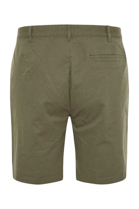 Badrhino Khaki Green Stretch Chino Shorts Badrhino