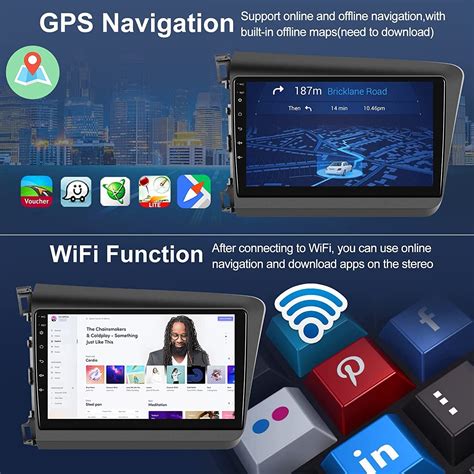 For 2012 2015 Honda Civic Apple Carplay Android 13 0 Car Stereo Radio