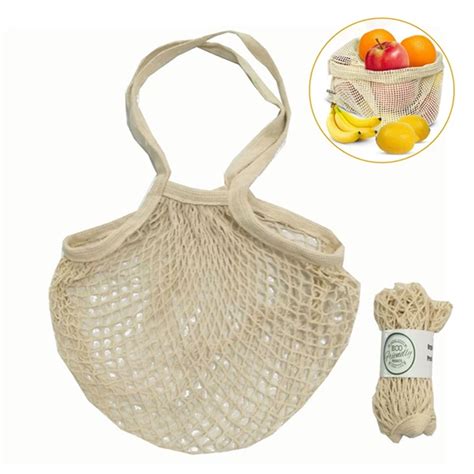 Bolsas de malla de algodón orgánico reutilizables para frutas y