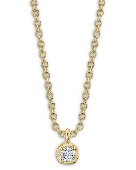 Moon And Meadow 14k Yellow Gold Diamond Solitaire Pendant Necklace 18