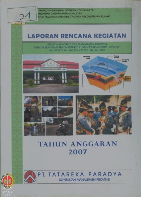 Laporan Rencana Kegiatan Konsultan Manajemen Provinsi Rehabilitasi Dan