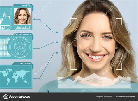 Facial Recognition System Woman Scanner Frame Personal Data Grey