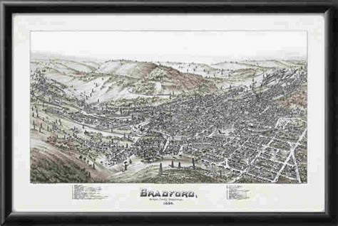 Bird's eye view of Bradford, PA 1895 by TM. Fowler - Vintage City Maps