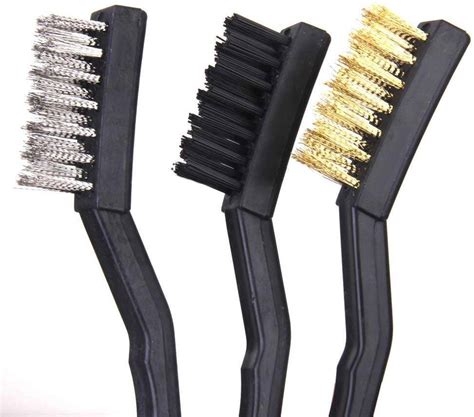 Ma Fra Chgimposs 3pcs Mini Wire Brush Set Nylon Brass Stainless Steel Wire Brush For Cleaning