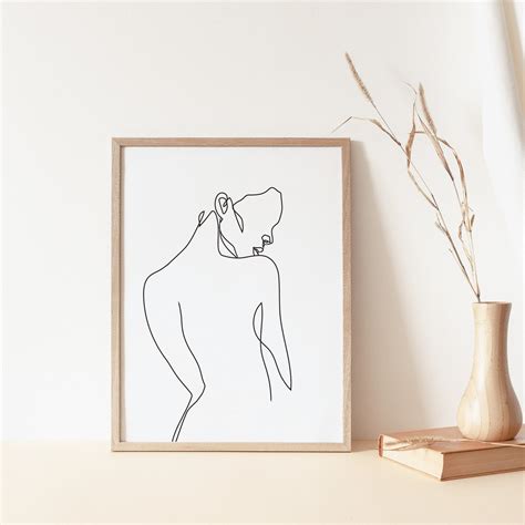 Line Art Woman Printable Wall Decor Line Art Body Boho Wall Etsy