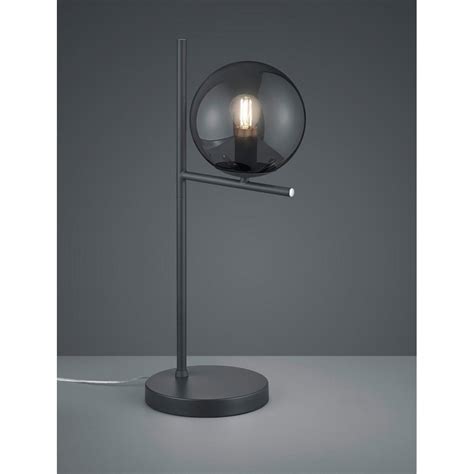 Modern Pure Smoke Grey Glass Ball Table Lamp Trio