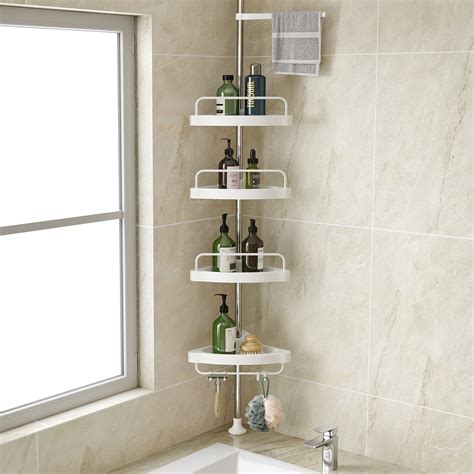 Corner Shower Caddy Tension Pole Adjustable Stainless Steel Shower