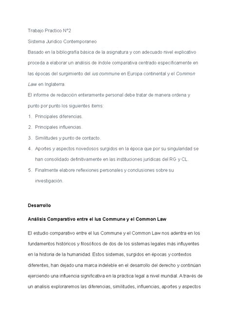 Sist Juridico Contemporaneo TP2 Trabajo Practico N Sistema Juridico