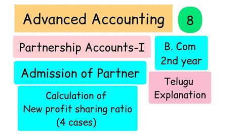 Calculation Of New Profit Sharing Ratio Telugu Explanation Advanced