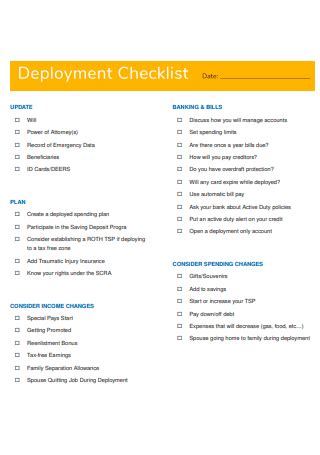 Sample Deployment Checklist In Pdf